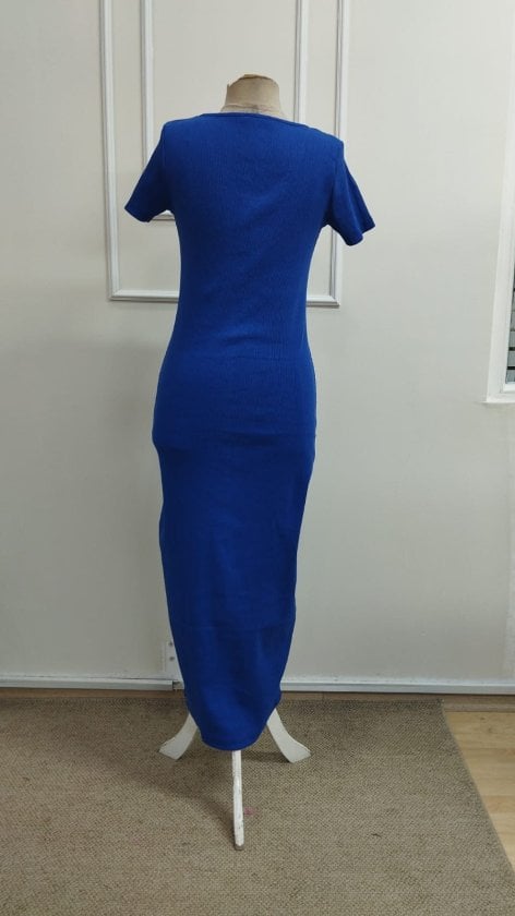 Women's Short-Sleeved V-Neck Button-Front Maxi Dress in Royal Blue - Janes - by Peralane - photo 8