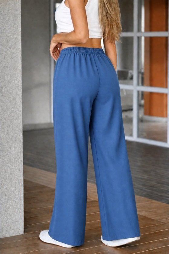 Women's High-Waist Wide-Leg Long Trousers in Royal Blue - Janes - by Peralane - photo 3
