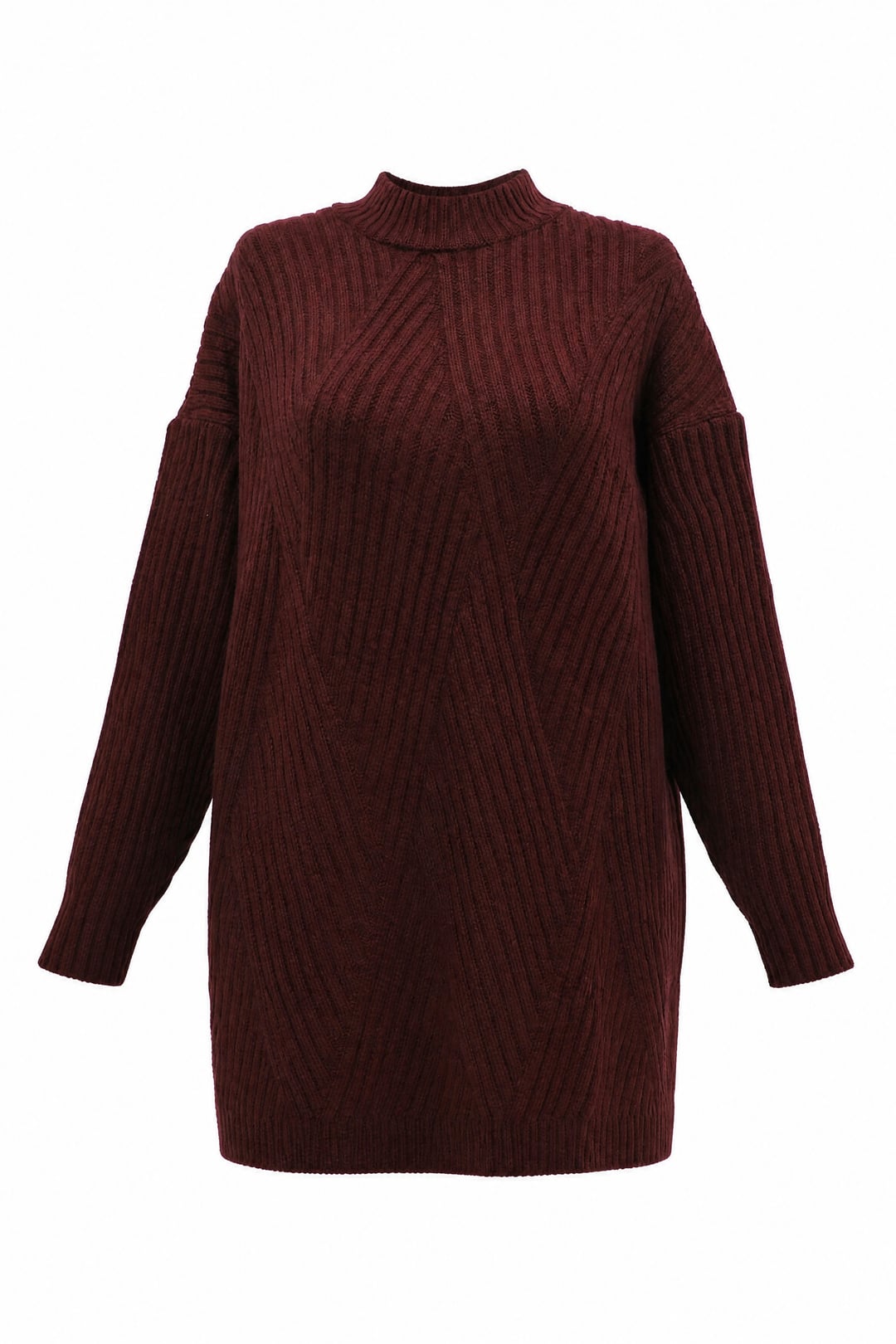 Textured Knit Diamond Pattern Tunic - Plum - Podyumplus - by Peralane - photo 6