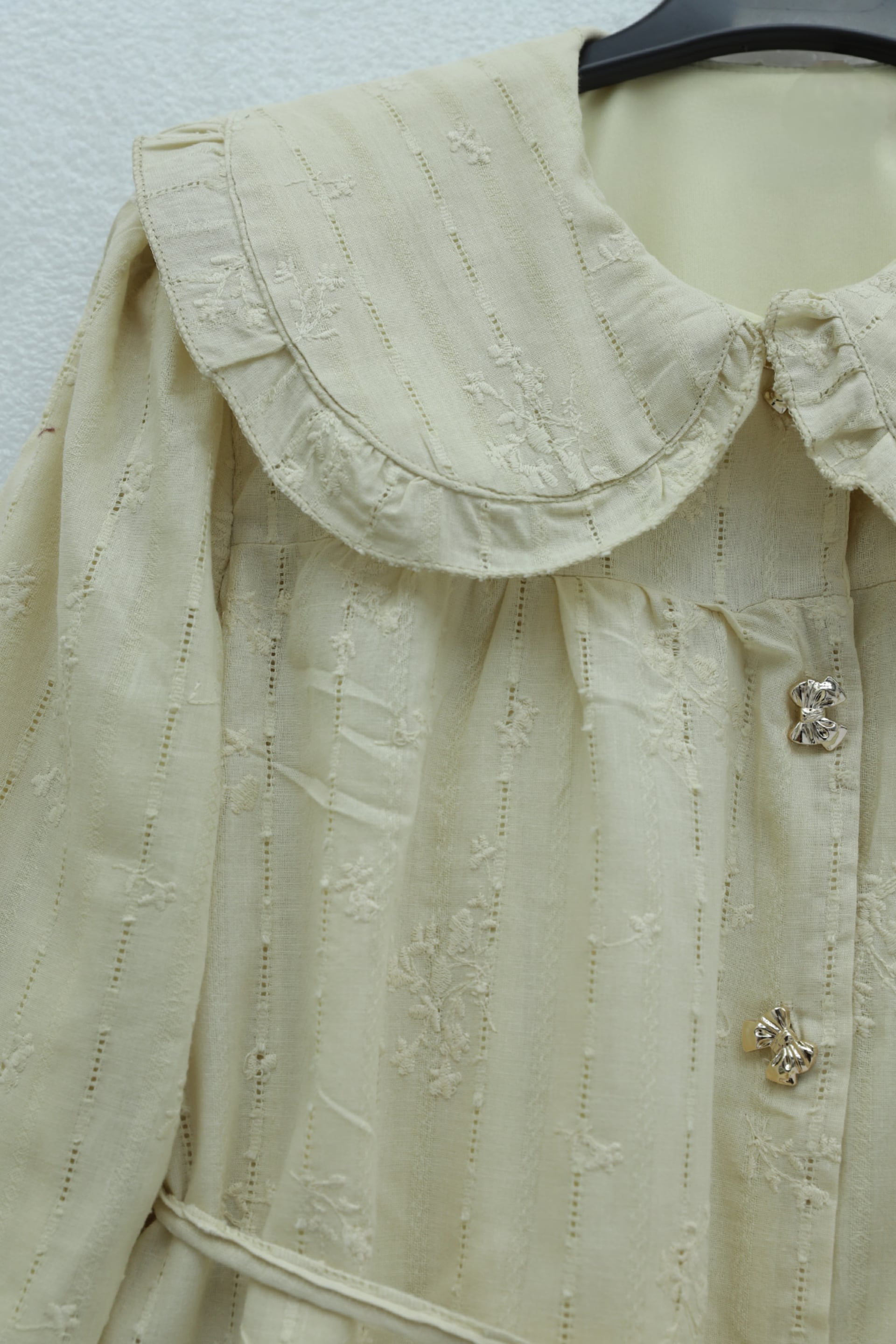 Baby Collar Lace-Up Buttoned Skirted Lined Linen-Look Co-ord Set - Beige - Podyumplus - by Peralane - photo 7