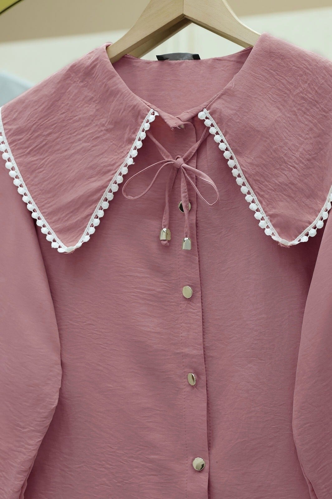 Dusty Rose Peter Pan Collar Blouse with A-Line Skirt Modest Set - Podyumplus - by Peralane - photo 7