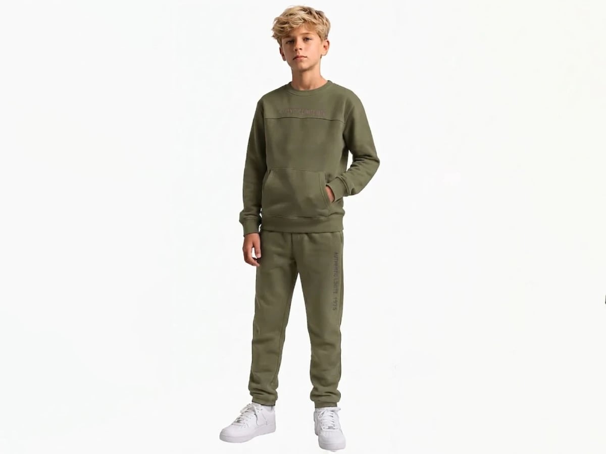 Boys' Printed Kangaroo Pocket Fleece Tracksuit Set - Koska - by Peralane