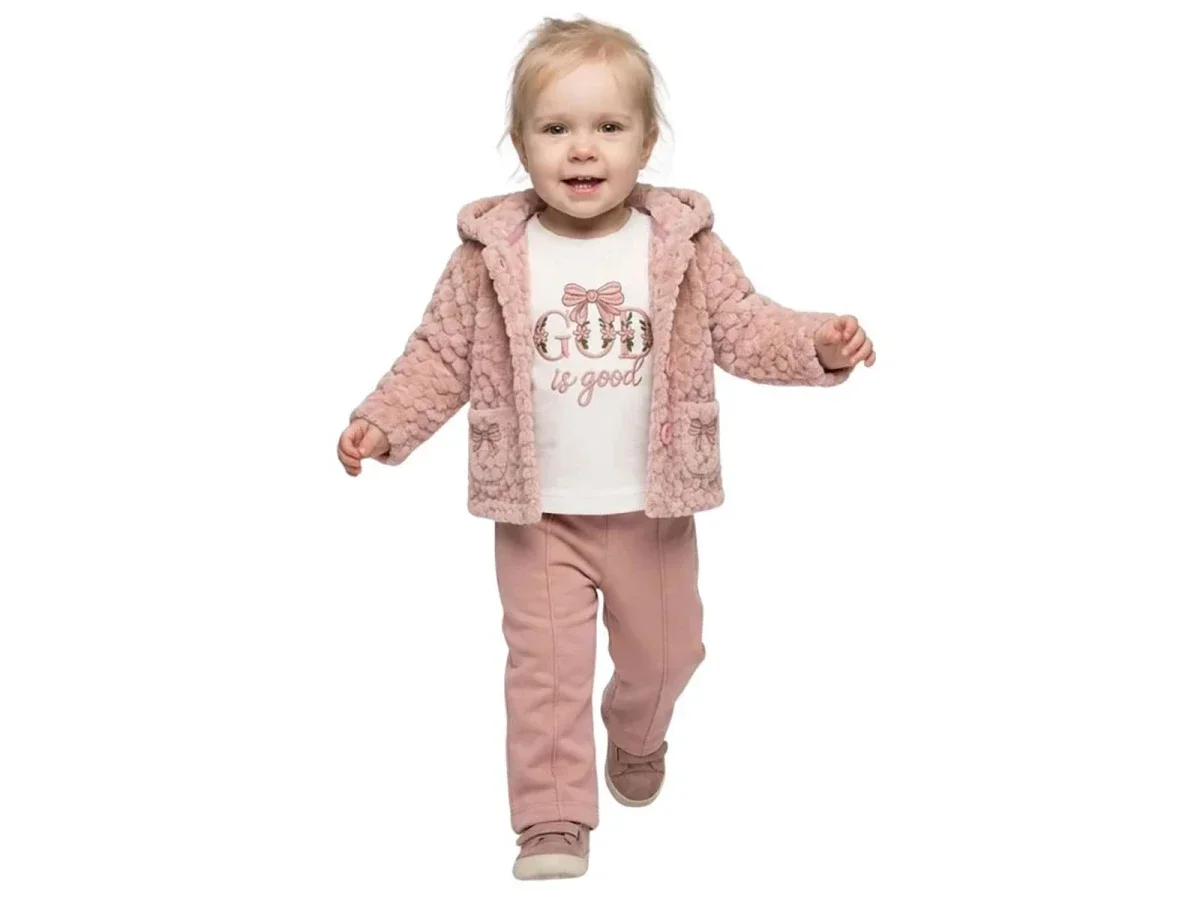 Pink Floral Bow Baby Girl Set with Hooded Jacket - Elci Baby - by Peralane