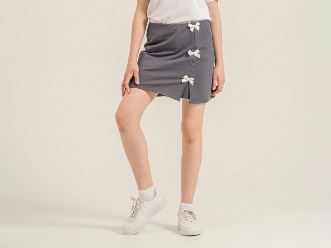 Girls' Bow Detail Skort - Nickel - by Peralane