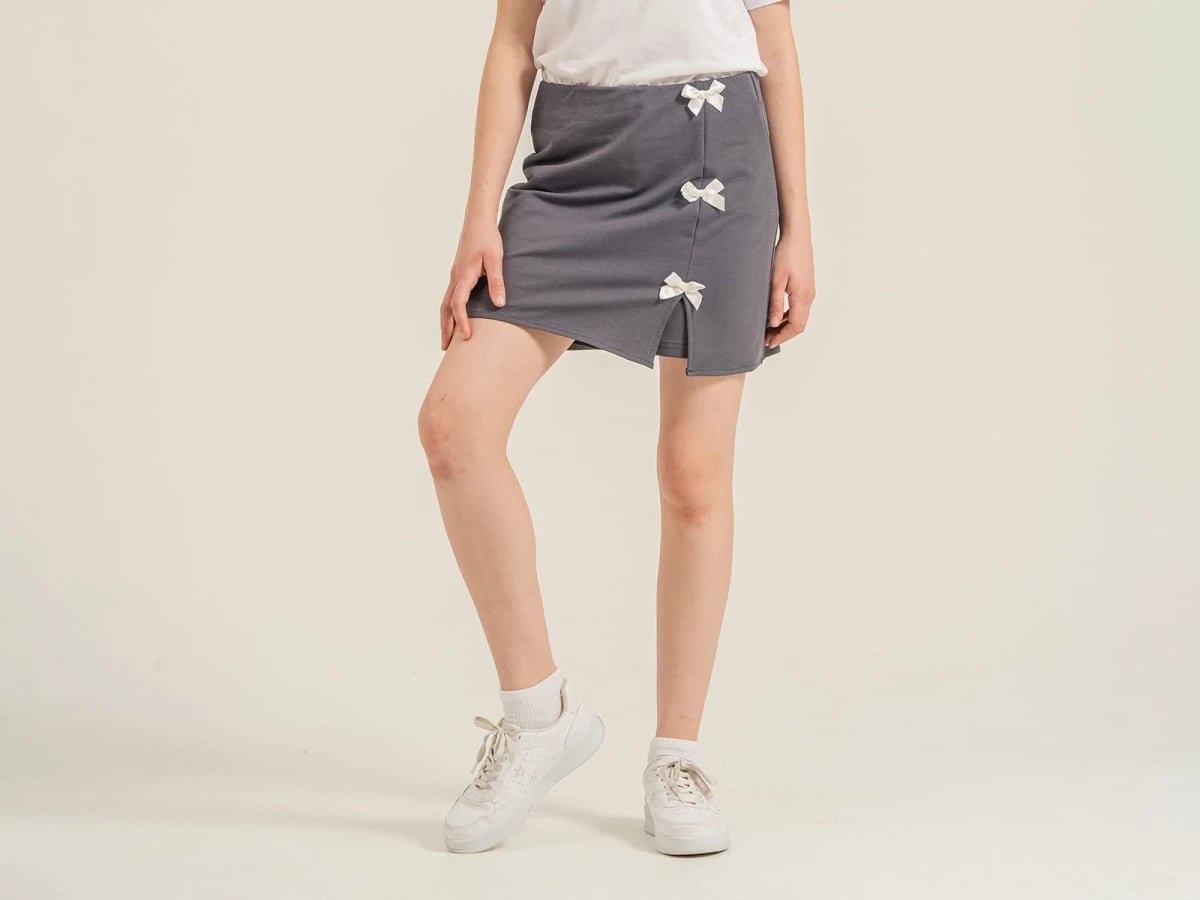 Girls' Bow Detail Skort - Nickel - by Peralane