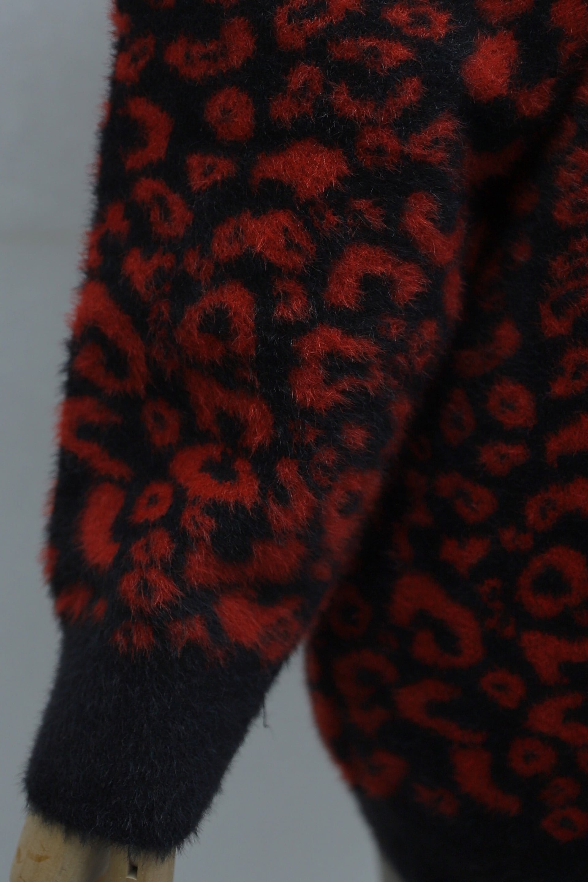 Leopard Print Buttoned Oversize Knit Cardigan - Red - Podyumplus - by Peralane - photo 7