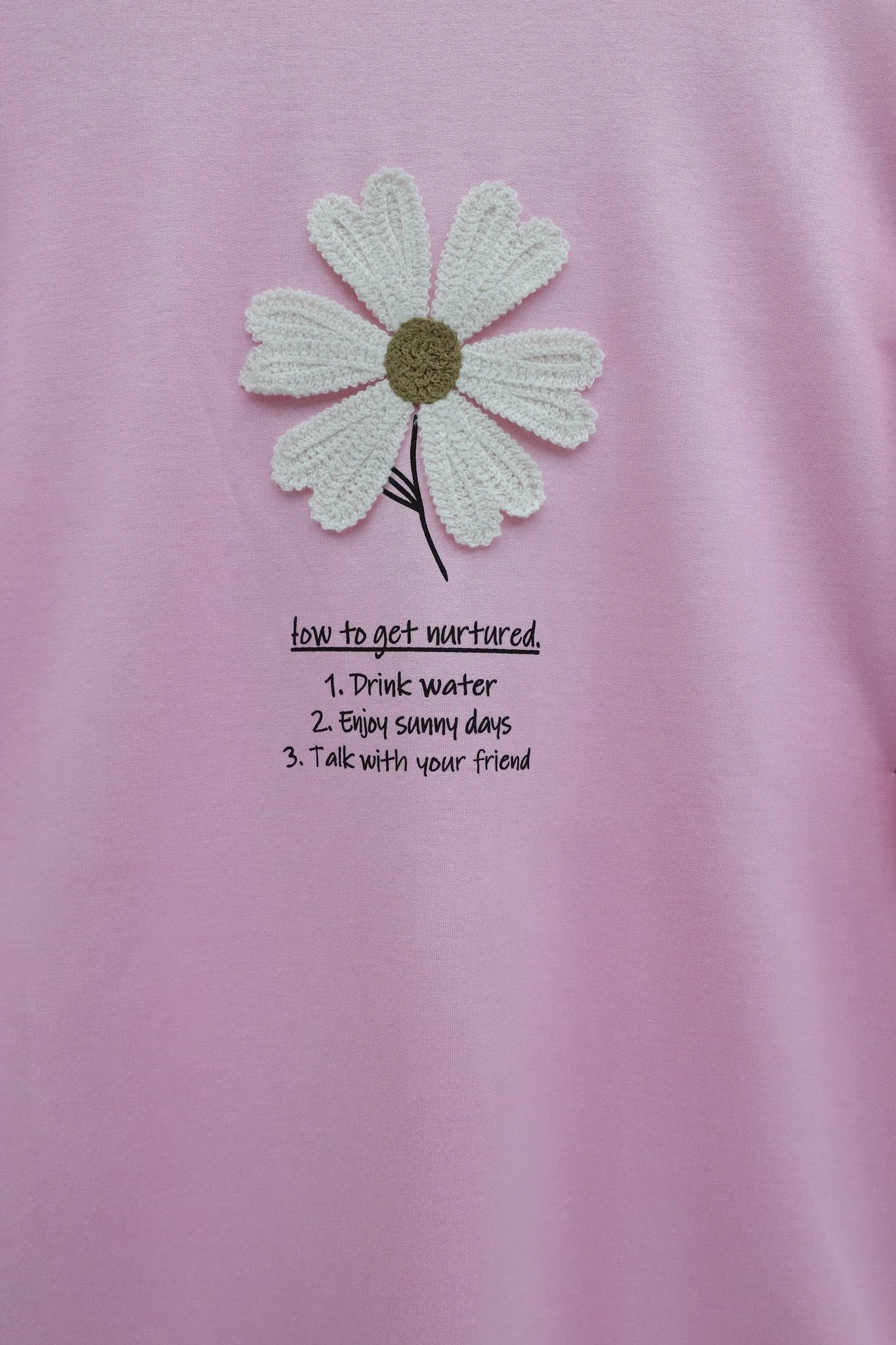 Pink Long-Sleeved Crew Neck Sweatshirt Tunic with Daisy Appliqué - Podyumplus - by Peralane - photo 5