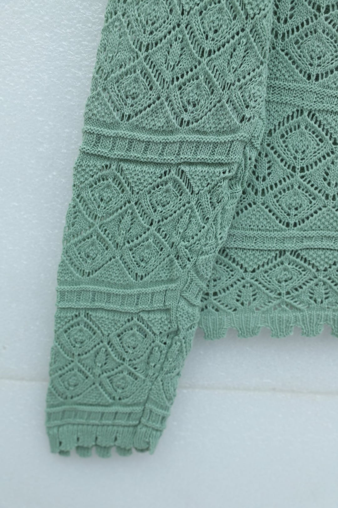 Buttoned Patterned Openwork Knit Cardigan - Mint - Podyumplus - by Peralane - photo 7