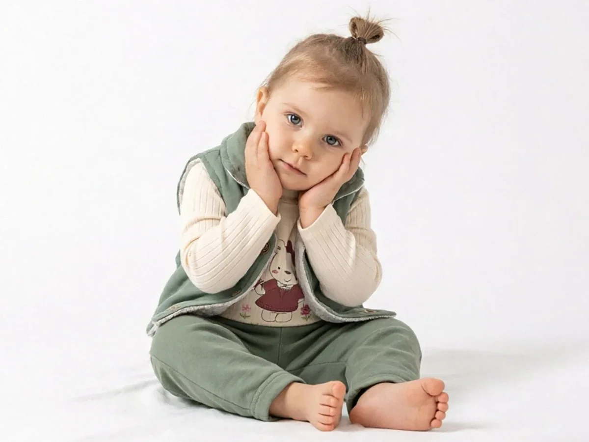 Girl's Bear Print Three-Piece Set with Gilet - Elci Baby - by Peralane