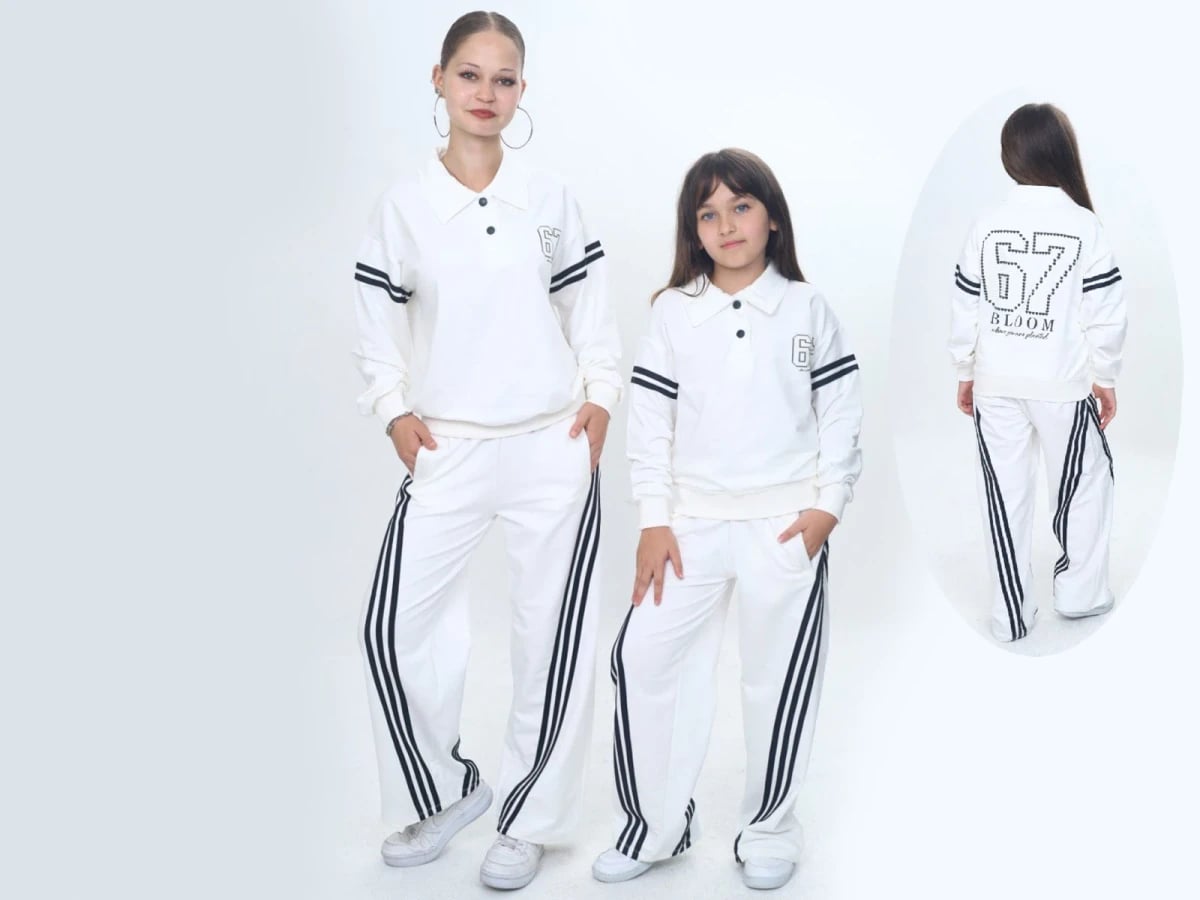 Girls' Striped 2-Piece Tracksuit Set with Print - Vizviz - by Peralane