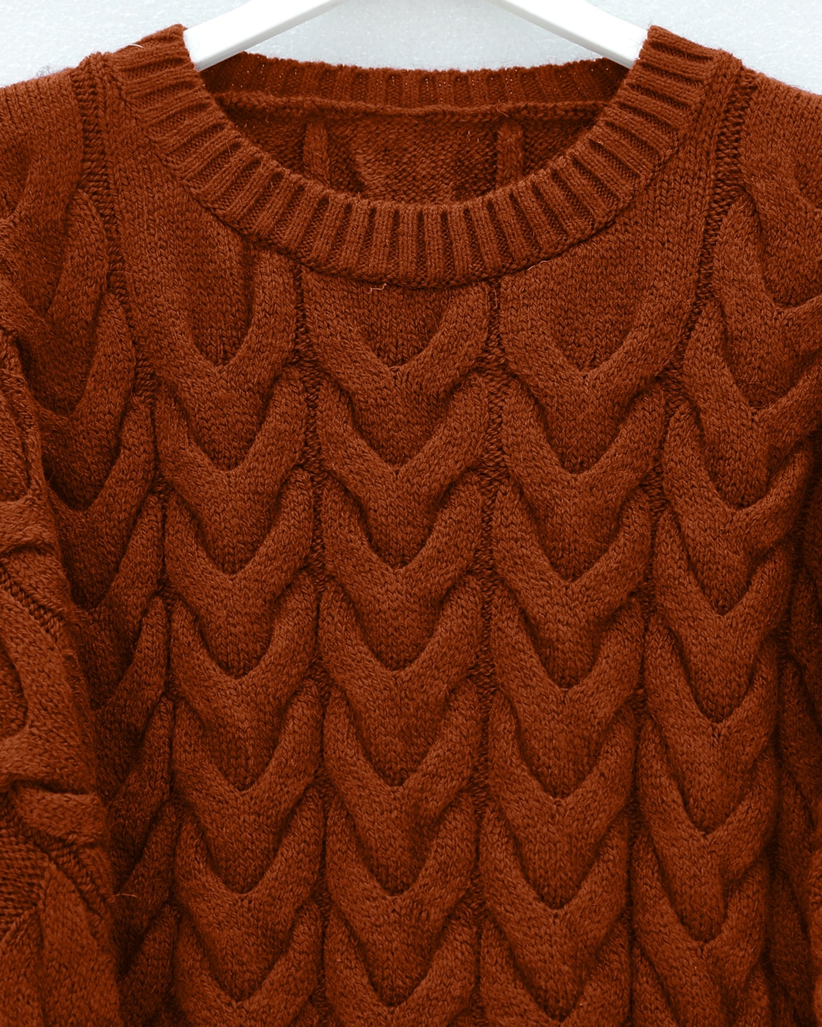 Rust Cable Knit Cropped Sweater with Navy Tiered Skirt Set - Podyumplus - by Peralane - photo 3