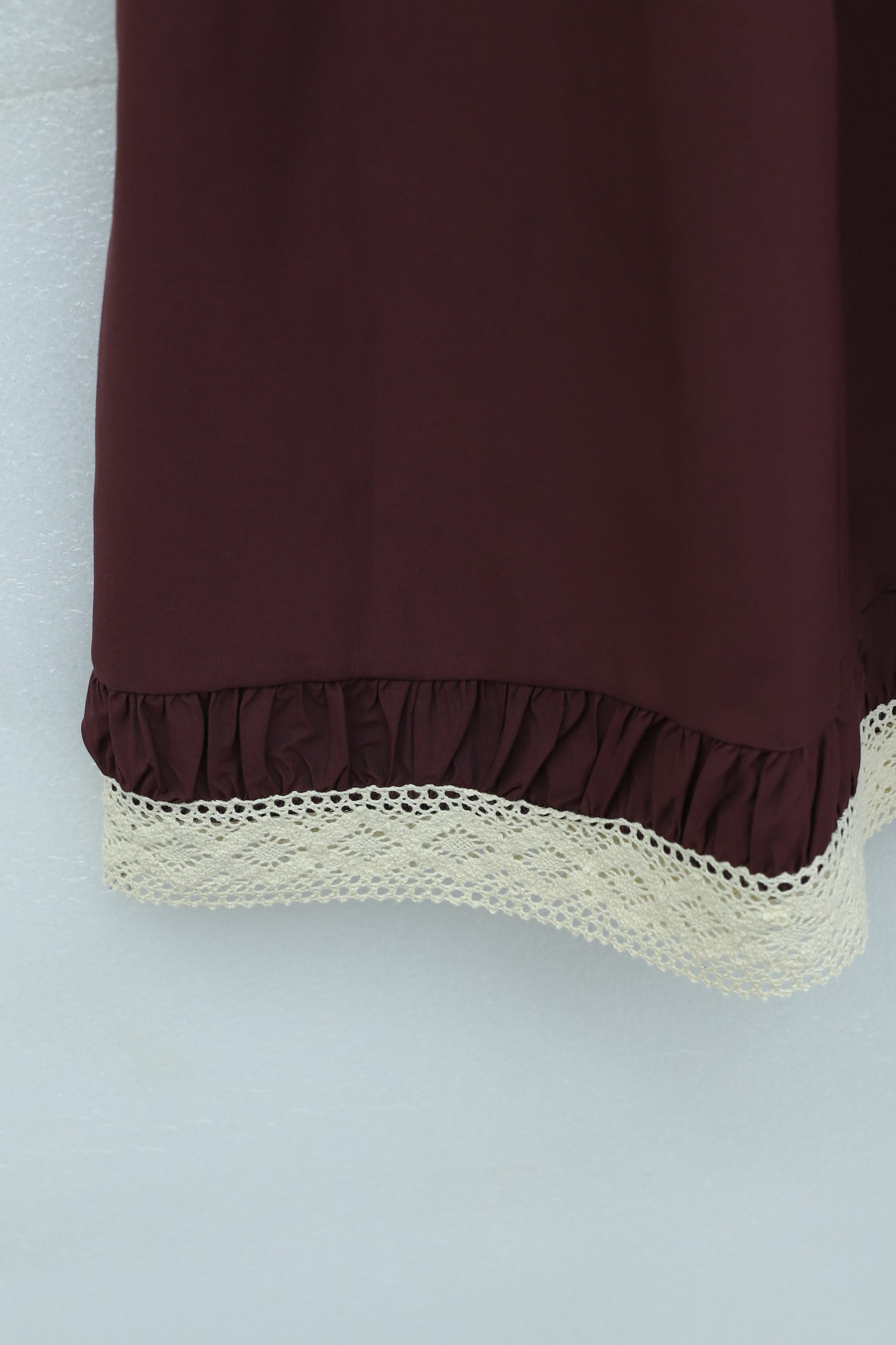 Elasticated Waist Lace Trim Poplin Skirt with Pockets - Burgundy - Podyumplus - by Peralane - photo 8
