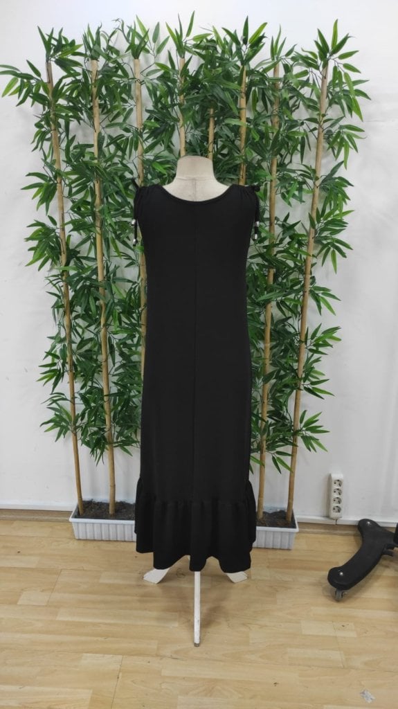 Women's Sleeveless Black Midi Dress with Ruffled Hem - Janes - by Peralane - photo 8