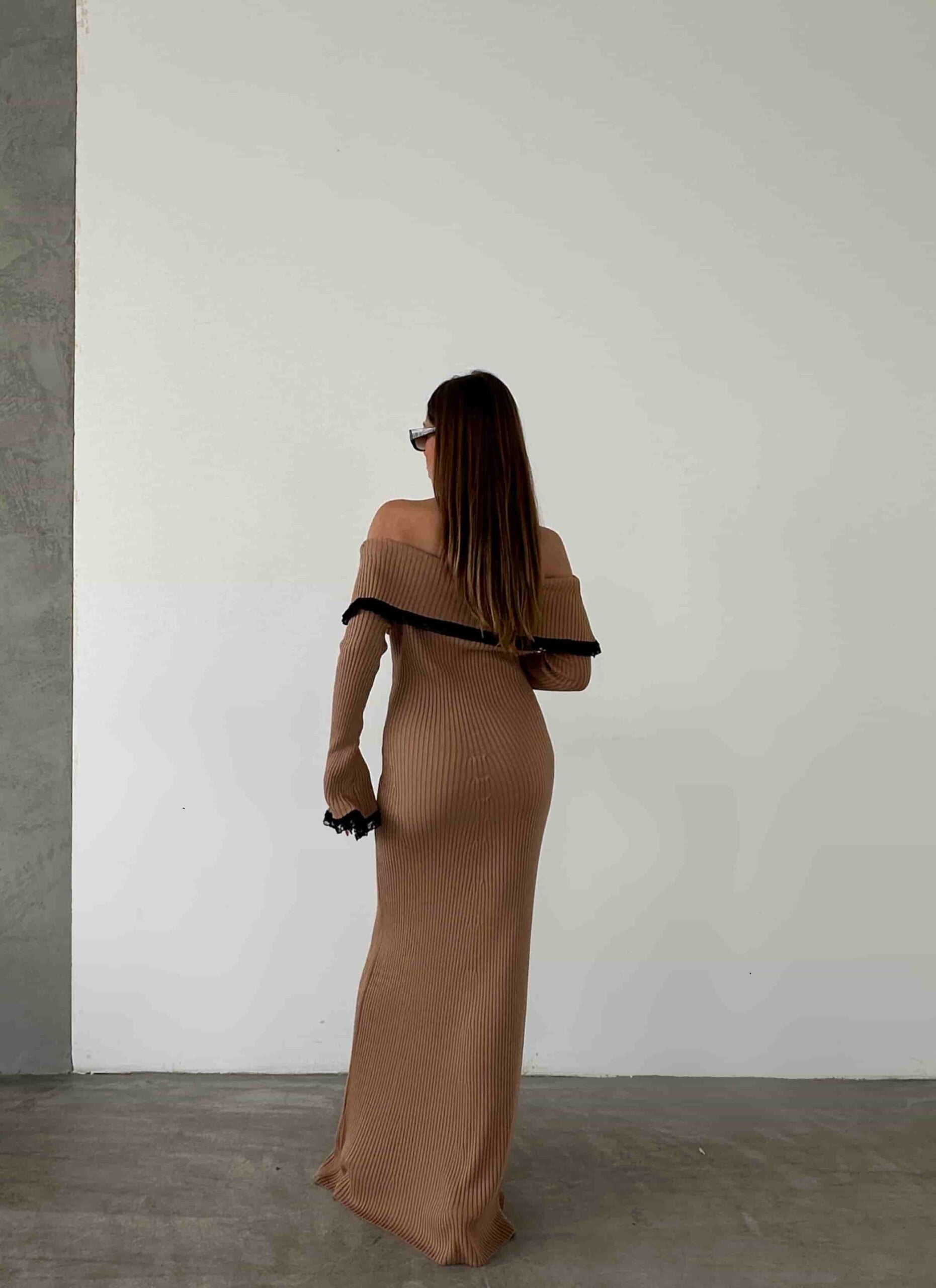 Lace Detail Ribbed Knit Maxi Dress - My Bee - by Peralane - photo 4