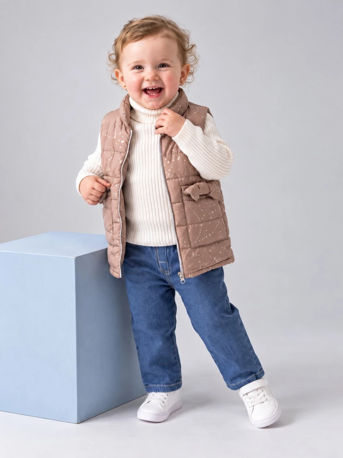 Baby Girl's Padded Vest Set of 3 - Taupe - Has Bereket - by Peralane