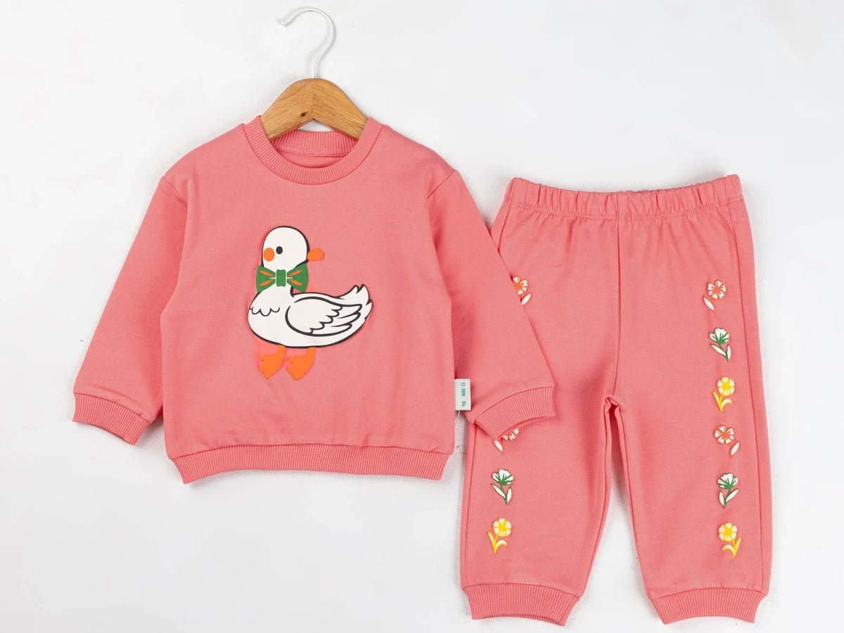 Duck Print Girls' Set - Dusty Pink - Comix - by Peralane