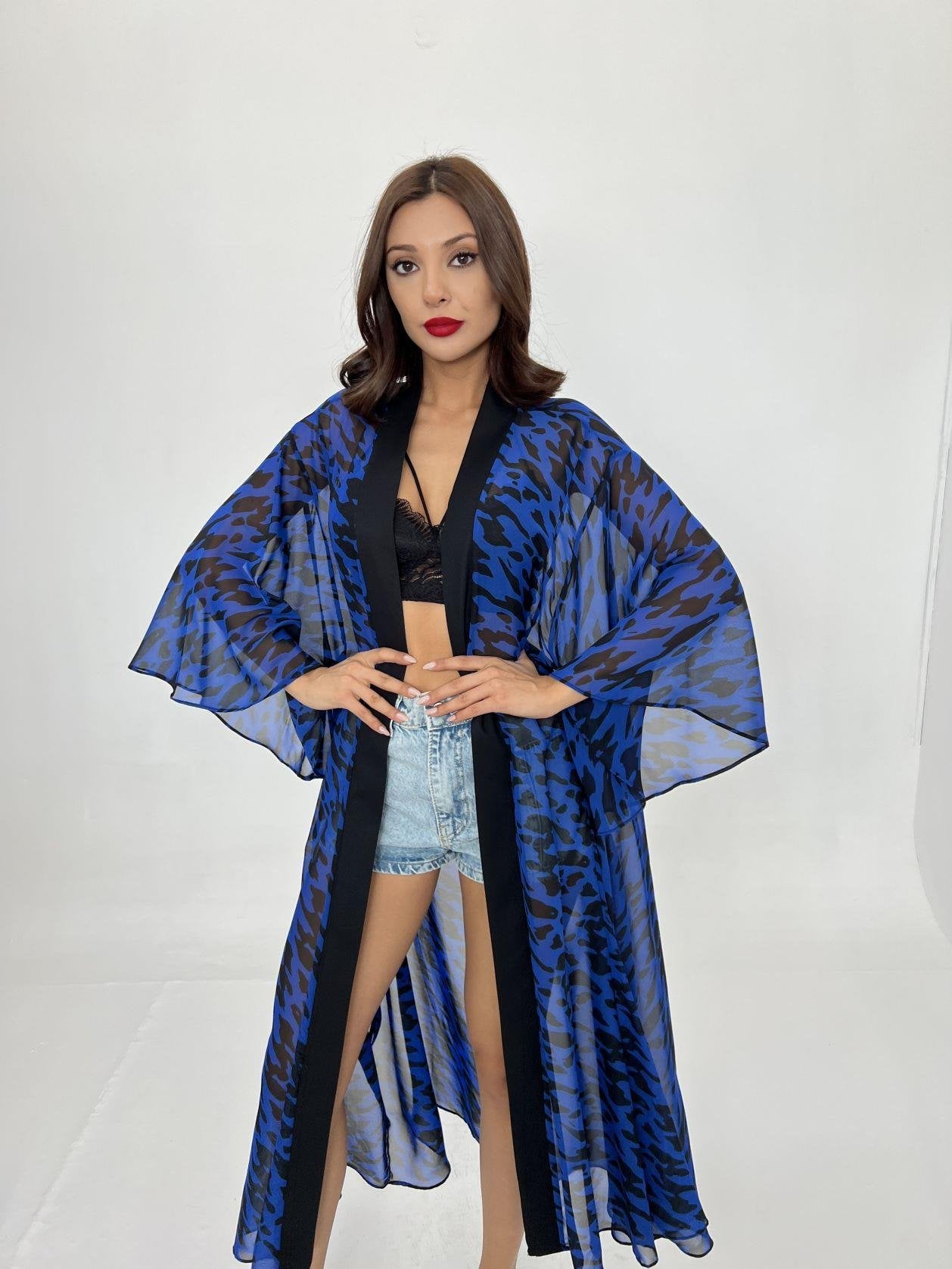 Women's Chiffon Kimono with Animal Print - Padova - Fame - by Peralane
