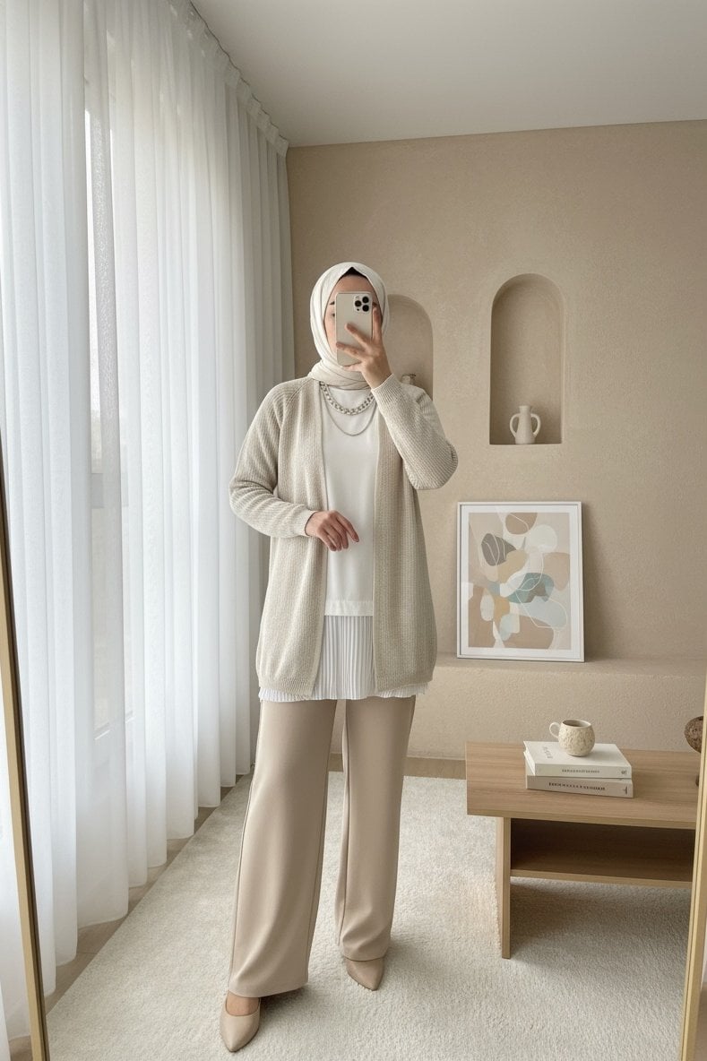 Selanik Knit Cardigan - Stone - Podyumplus - by Peralane