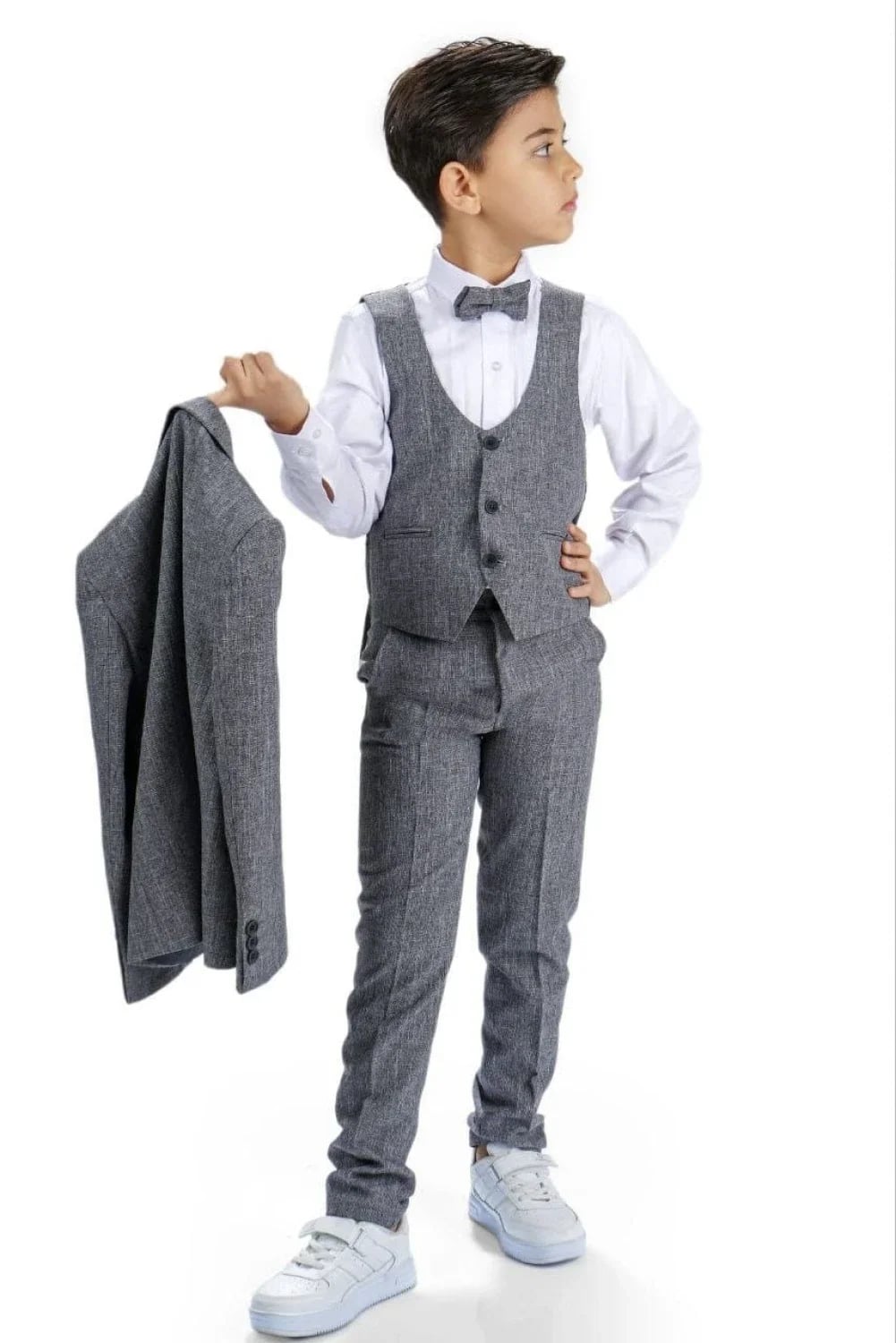 Cationic Fabric Boy's Suit Set with Vest and Jacket – 4 Pieces, Ages 9-12 - Terry - by Peralane - photo 2