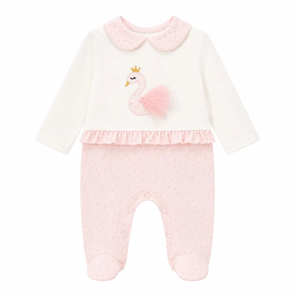 Baby Girls' Swan Print Footed Romper - Pink, Pack of 3 - Safera - by Peralane