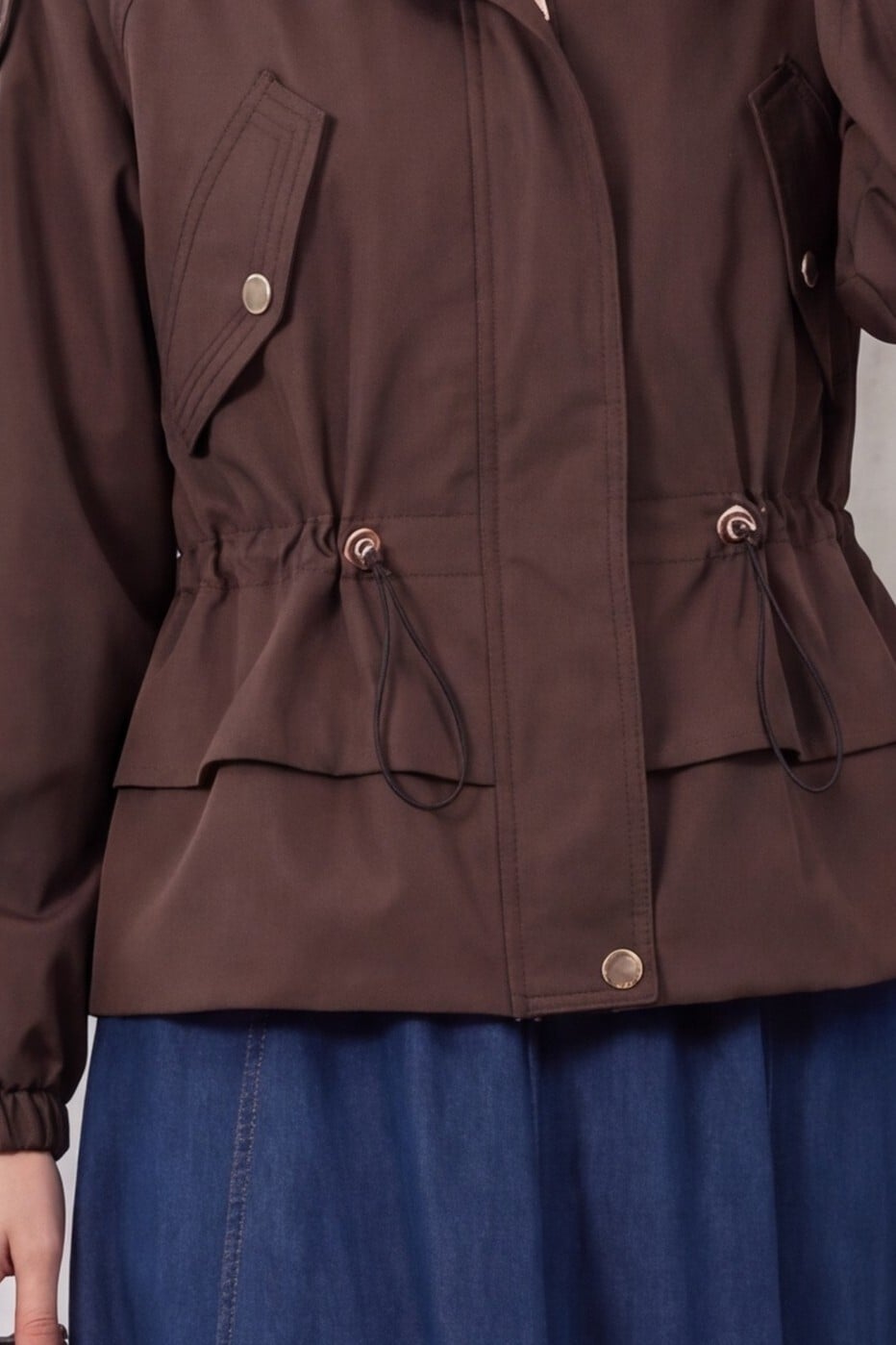 Women's Brown Belted Short Trench Coat 50012 - Bigdart - by Peralane - photo 7