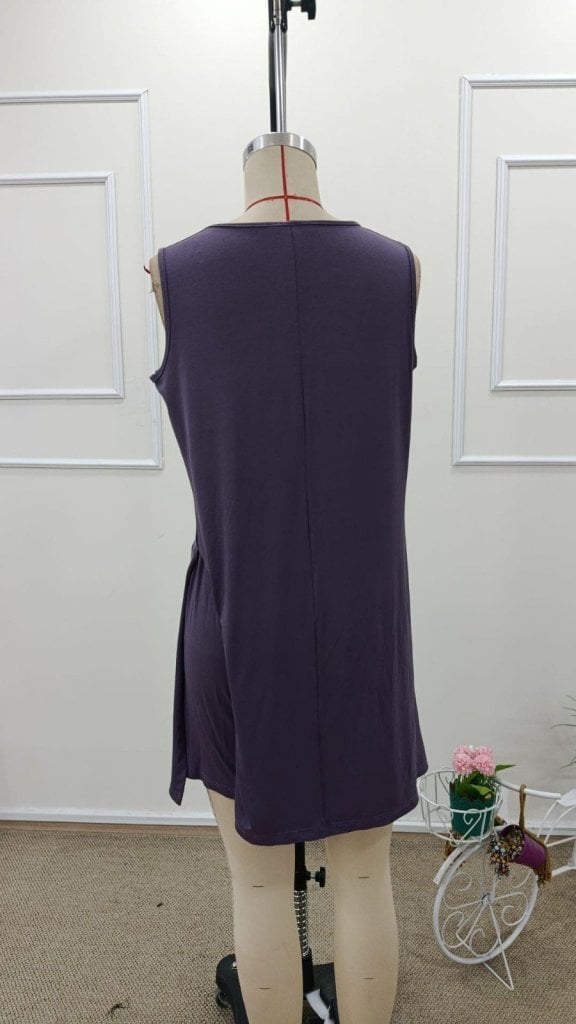 Women's Sleeveless V-Neck Side Slit Viscose Tunic and Shorts Two-Piece Set - Janes - by Peralane - photo 7