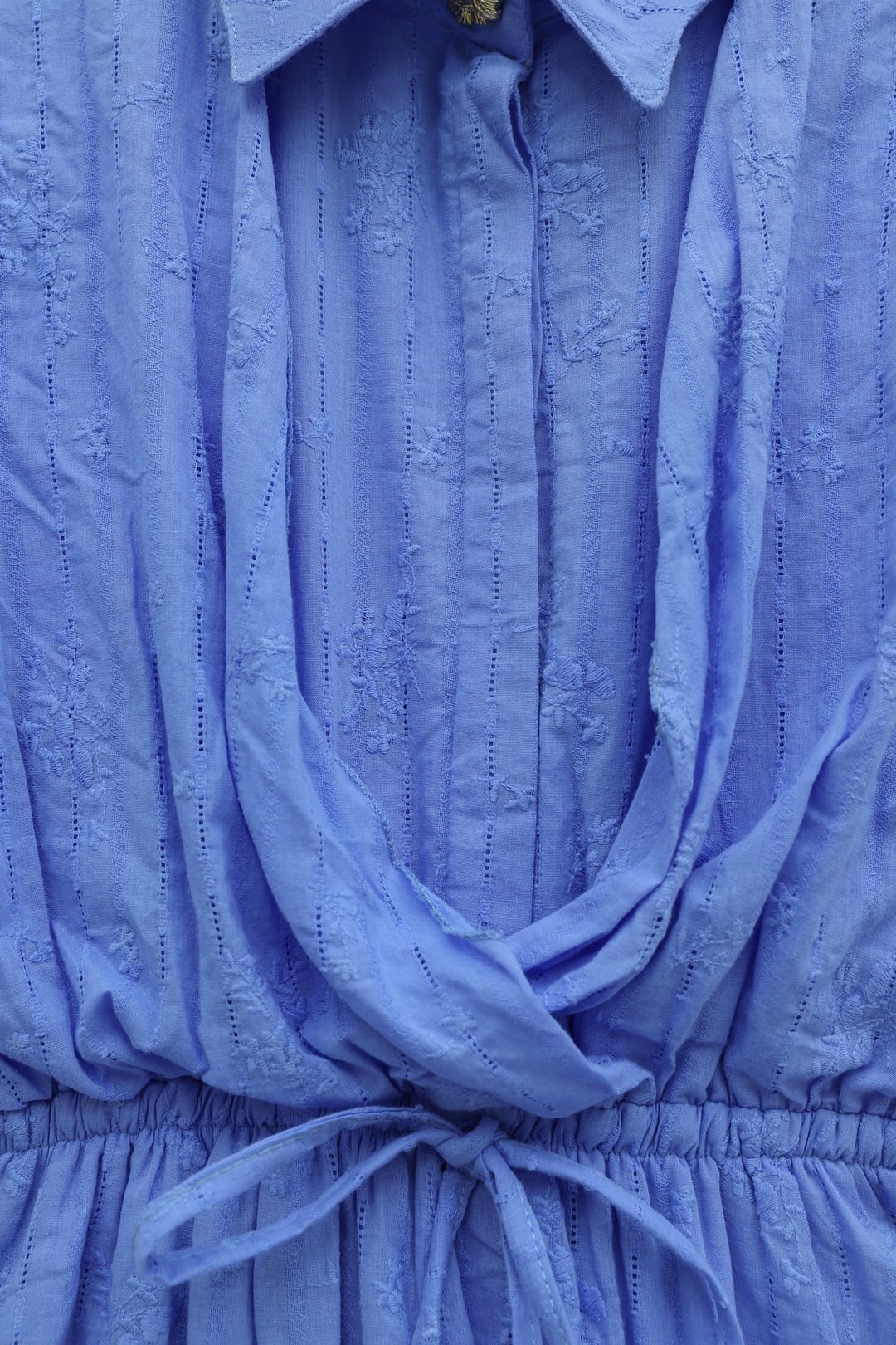 Half Button Linen Look Dress with Drawstring Waist - Blue - Podyumplus - by Peralane - photo 4