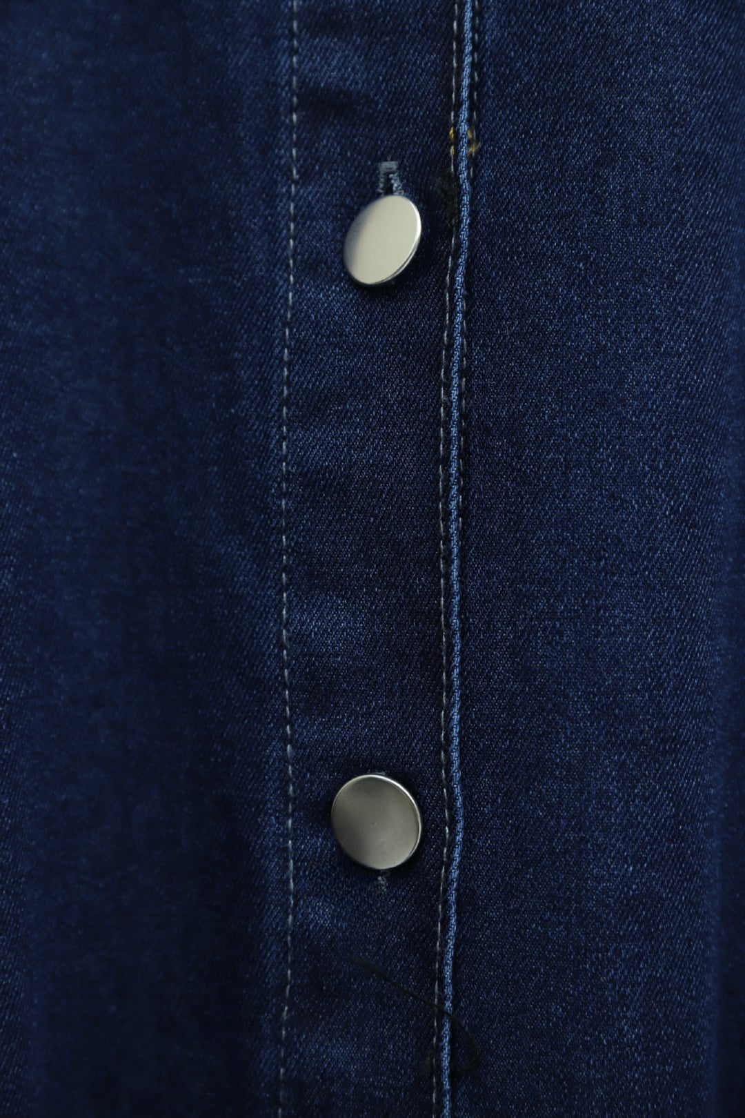 Long Denim Dress with Elastic Belt and Buttons - Navy - Podyumplus - by Peralane - photo 5