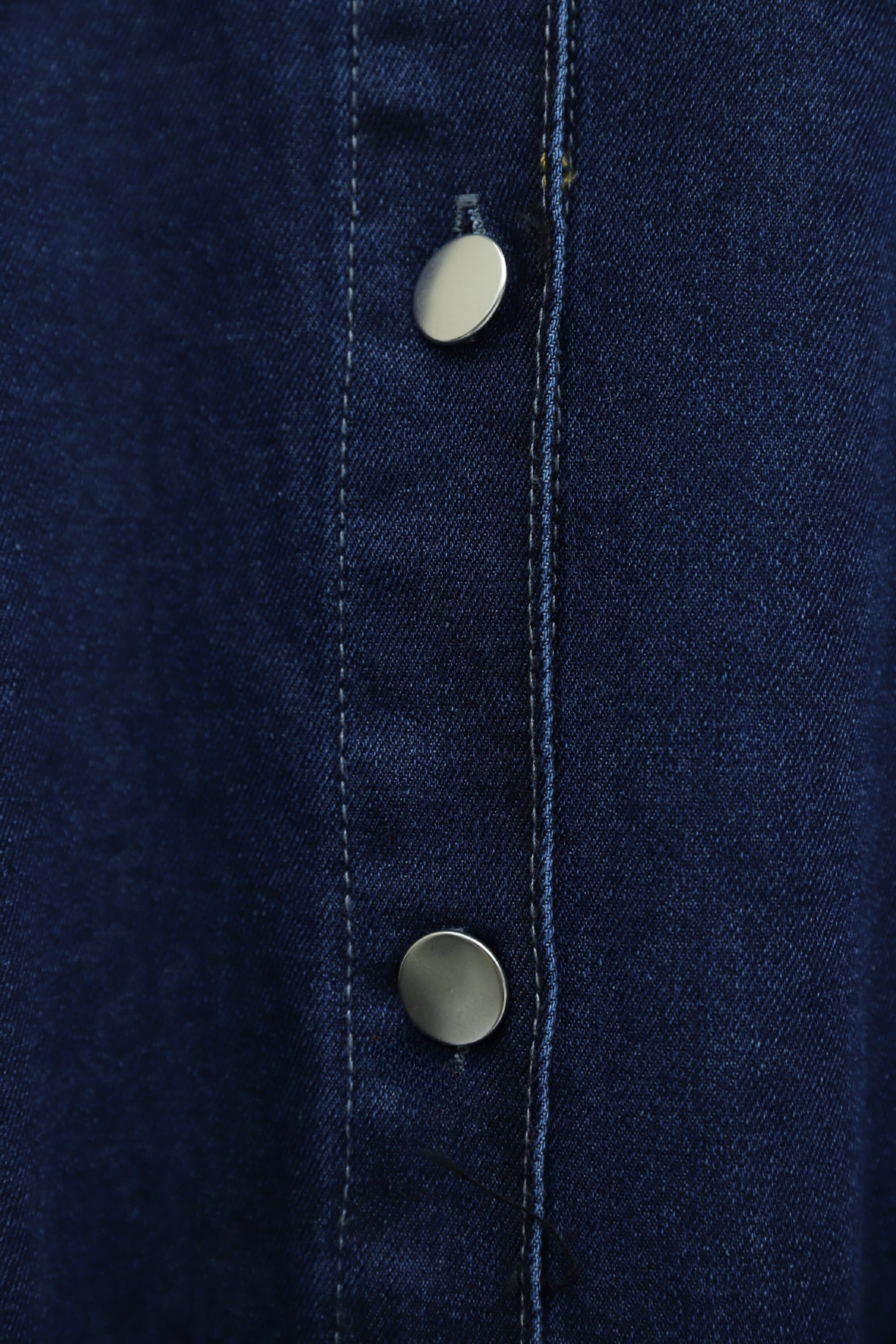 Long Denim Dress with Elastic Belt and Buttons - Navy - Podyumplus - by Peralane - photo 5
