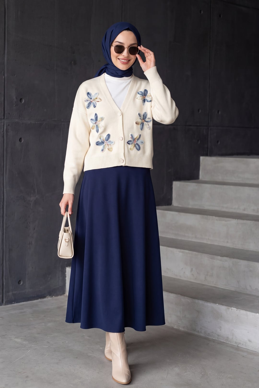 Loose Scuba Puff Skirt - Dark Navy - Podyumplus - by Peralane - photo 4