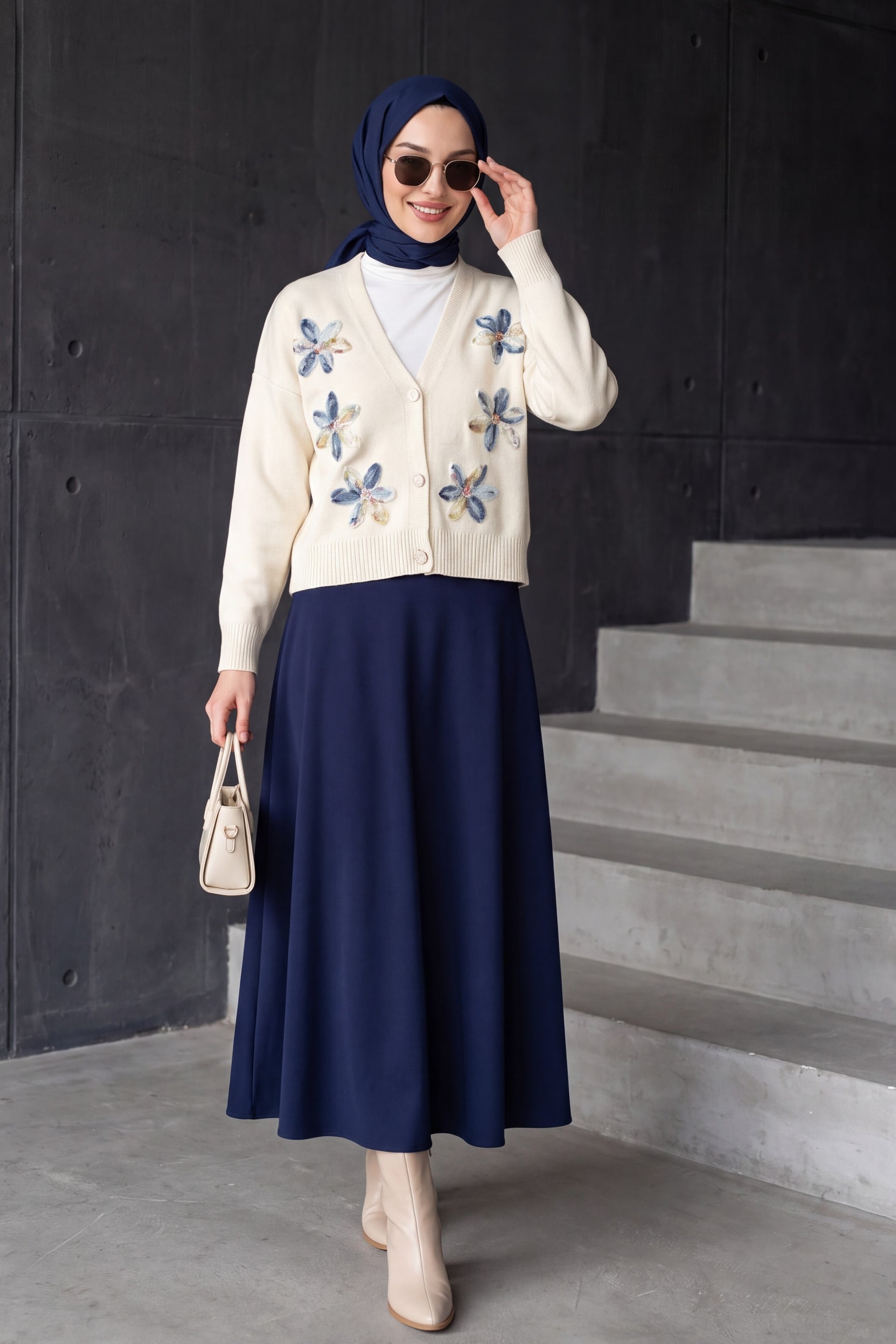 Loose Scuba Puff Skirt - Dark Navy - Podyumplus - by Peralane - photo 4