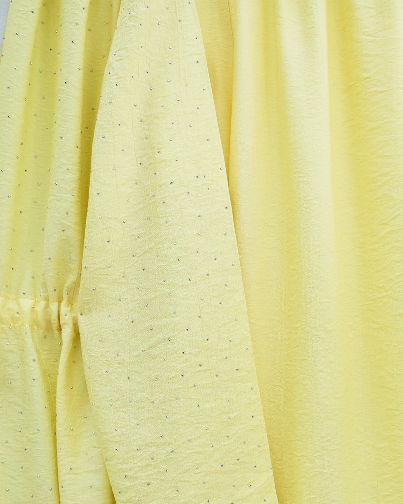 Stone Detailed Wide-Leg Trouser and Tunnel Drawstring Kimono Set - Yellow - Podyumplus - by Peralane - photo 3