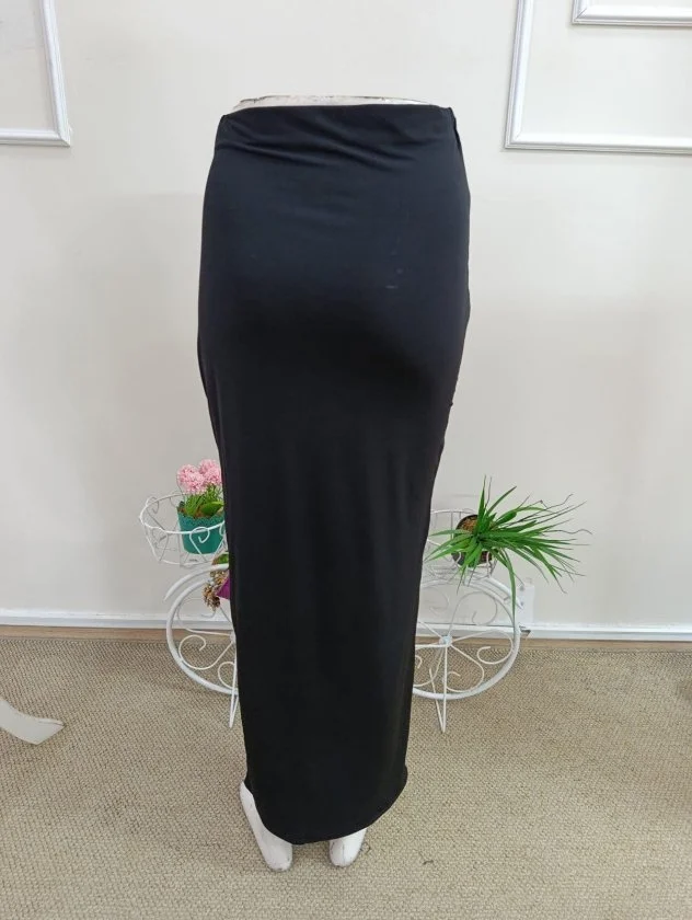 Women's High Slit Asymmetric Cut Long Sandy Skirt - Black - Janes - by Peralane - photo 7