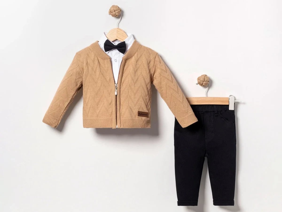 Baby Boys' 3-Piece Set with Cardigan, Shirt, and Trousers - Eymus - by Peralane