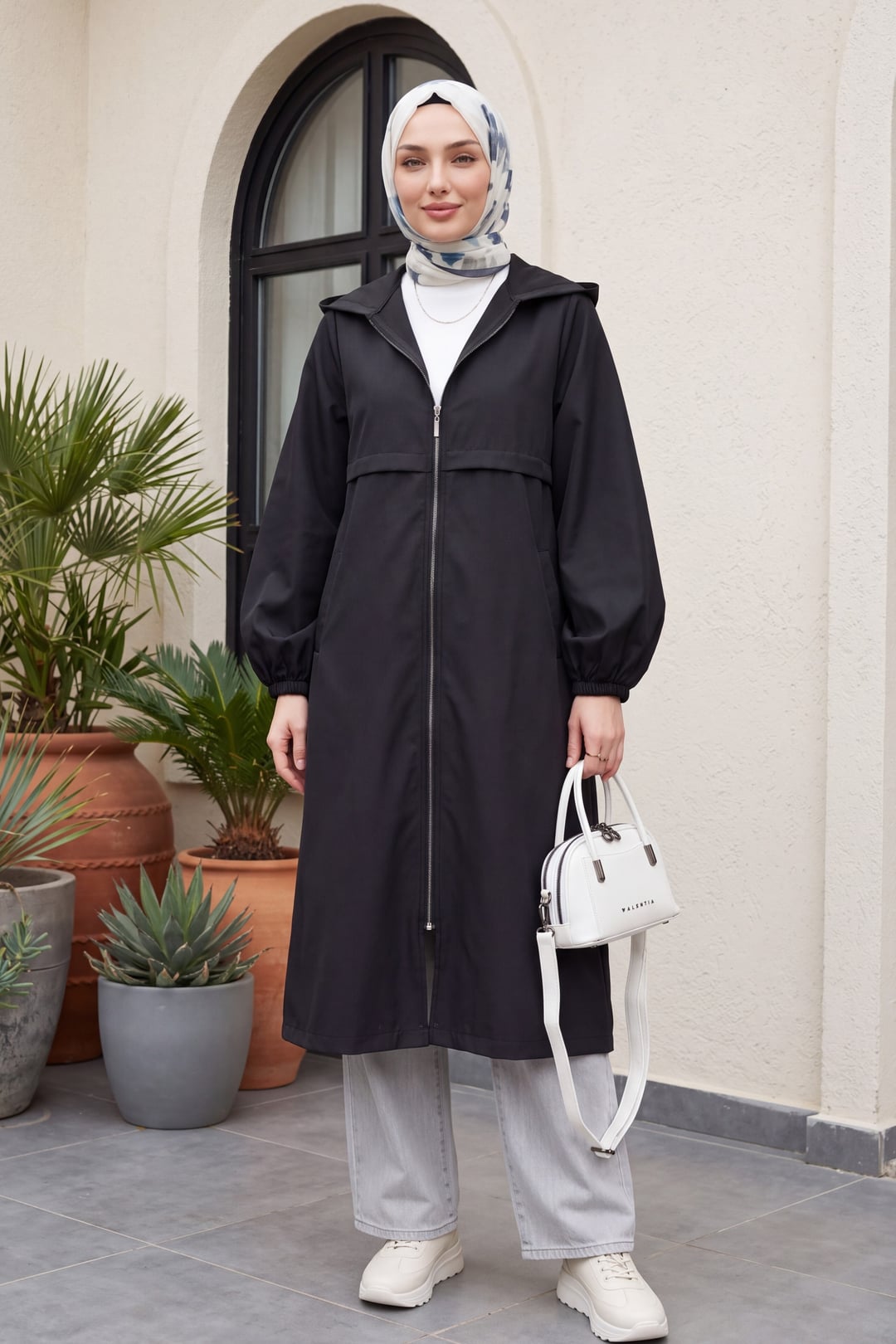 Black Full-Length Zip Hooded Long Raincoat - Podyumplus - by Peralane - photo 2
