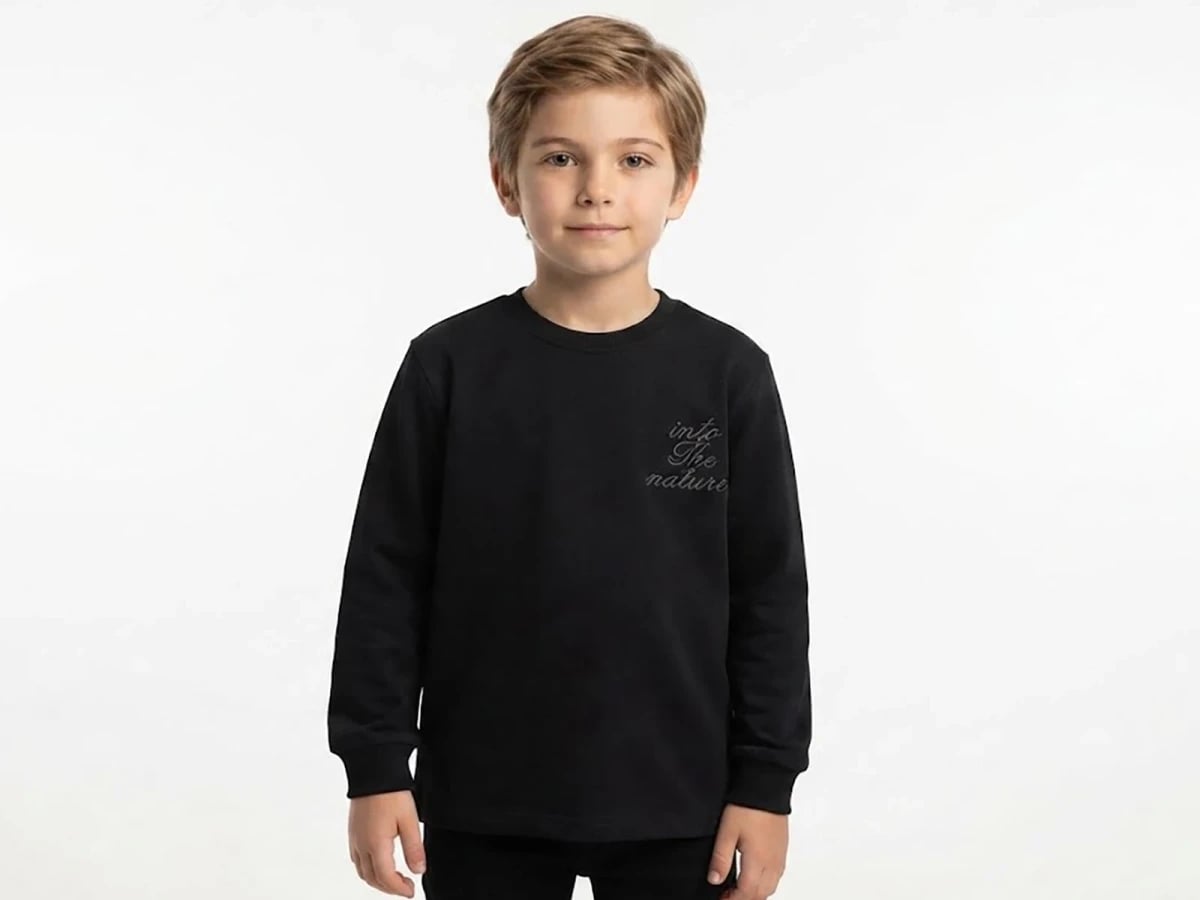 Nature Print Boys' Sweatshirt - Black - Tanem Kids - by Peralane