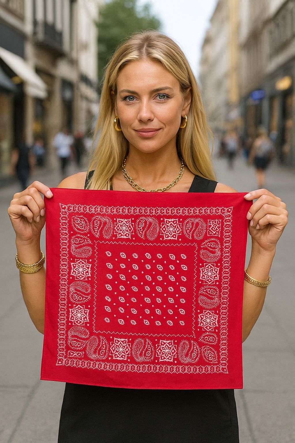 Red Paisley Print Bandana Scarf 50x50 cm - Nesvay - by Peralane