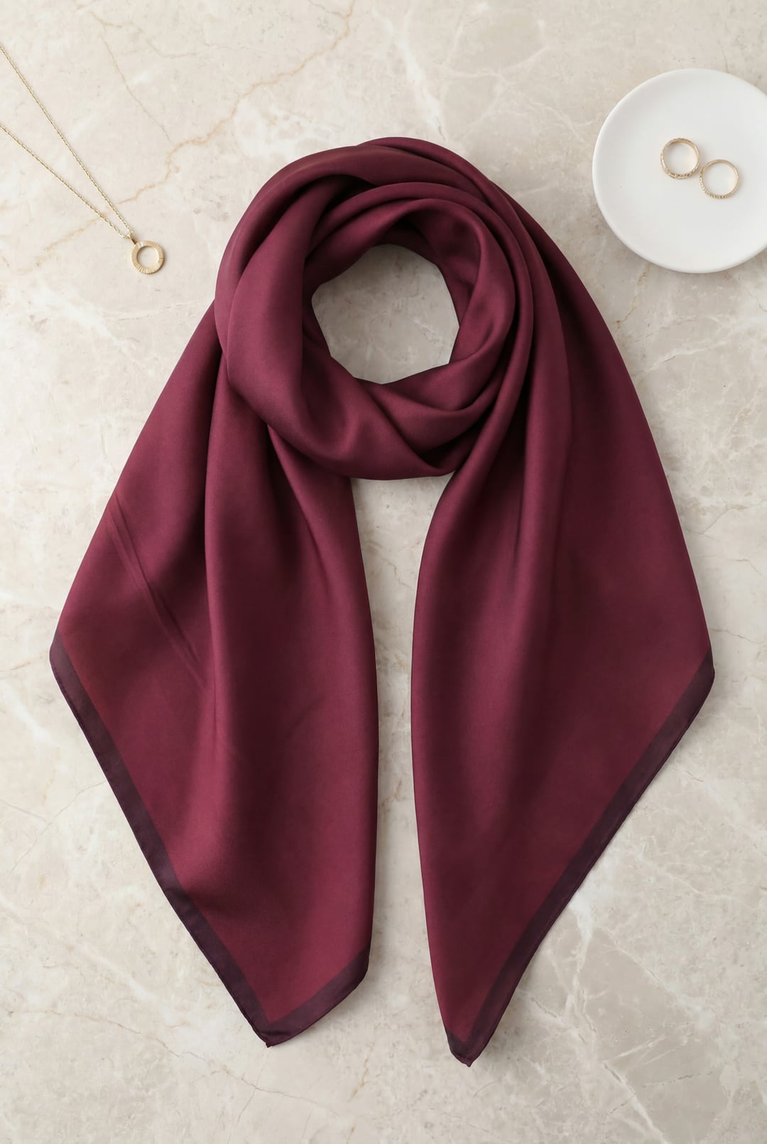 Solid Rayon Scarf - Burgundy - Podyumplus - by Peralane - photo 2