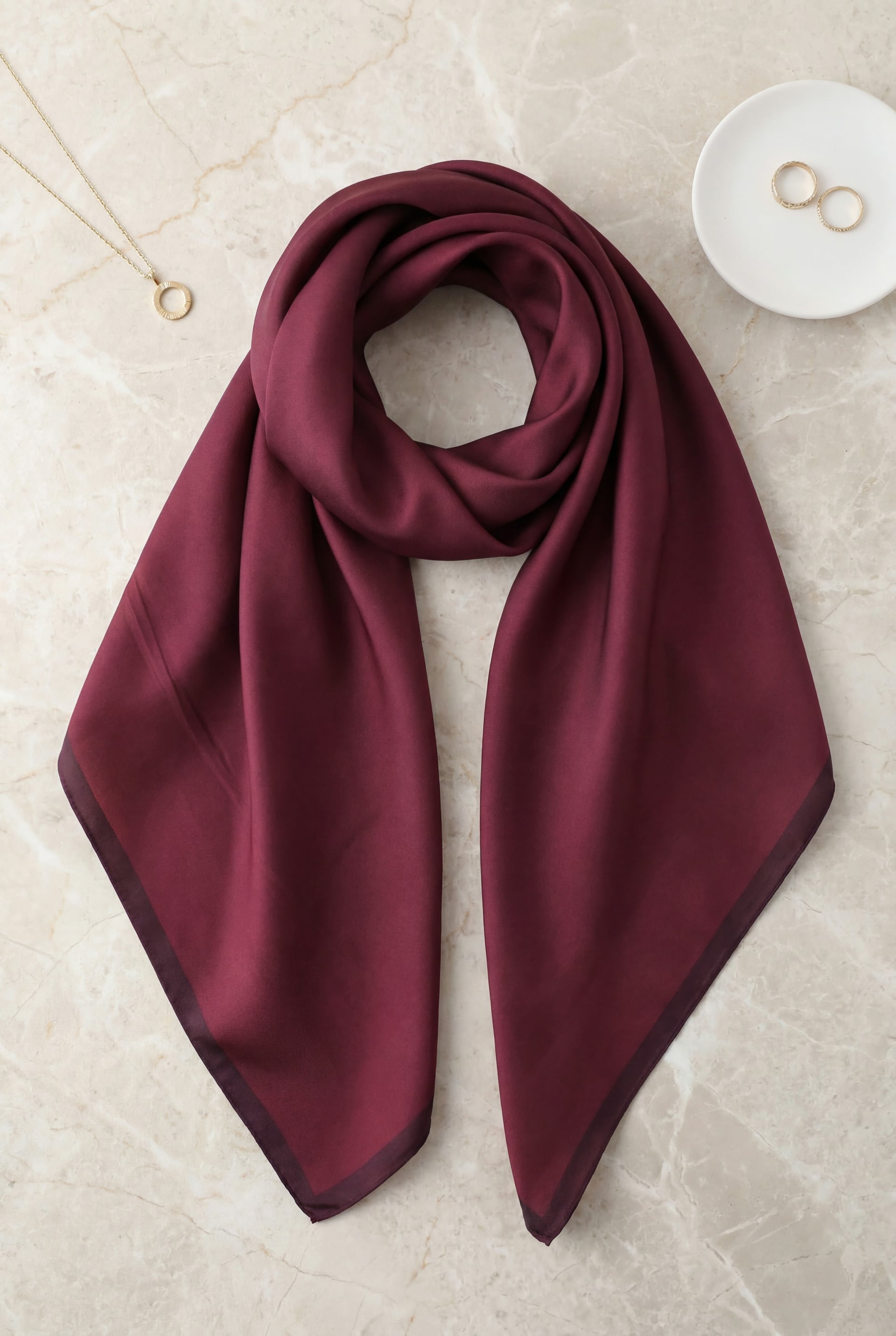 Solid Rayon Scarf - Burgundy - Podyumplus - by Peralane - photo 2