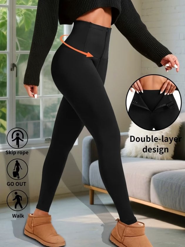 Women's High-Waist Hook Detail Brushed Dive Leggings, Pack of 8 - Janes - by Peralane