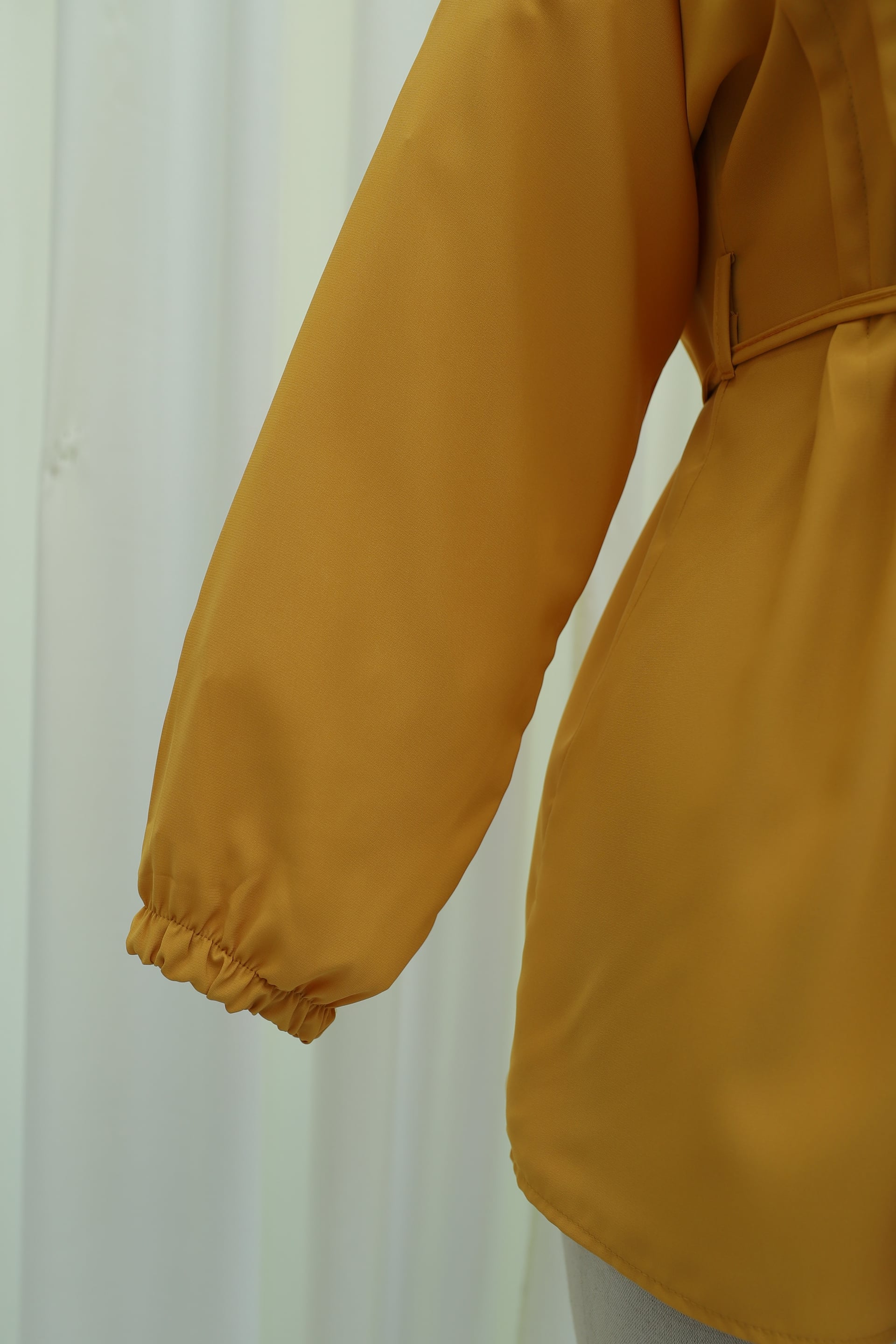 Mustard Belted Poplin Tunic with Button Front - Women's - Podyumplus - by Peralane - photo 7
