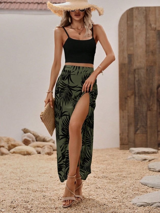 Women's Spaghetti Strap Crop Top and High-Waisted Wide-Leg Trousers Two-Piece Set - Janes - by Peralane - photo 2