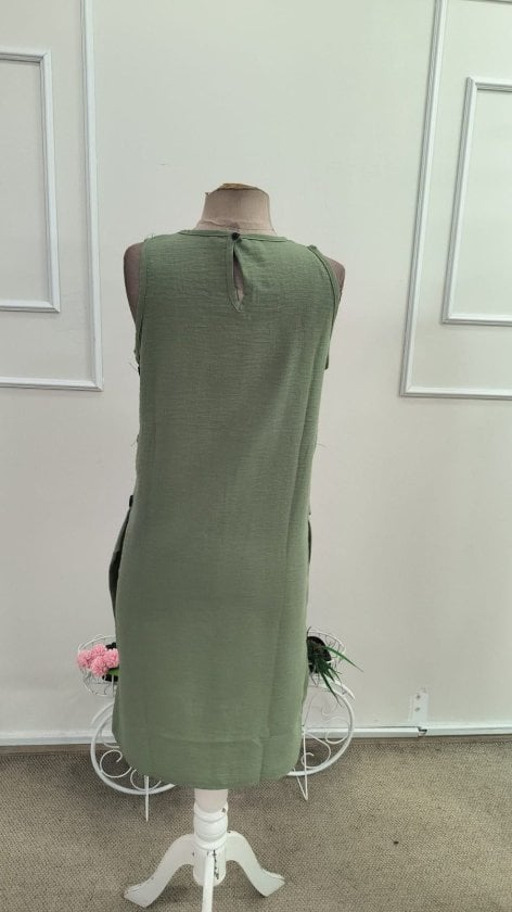Women's Sleeveless Round Neck Side Button Short Tunic Dress - Janes - by Peralane - photo 5