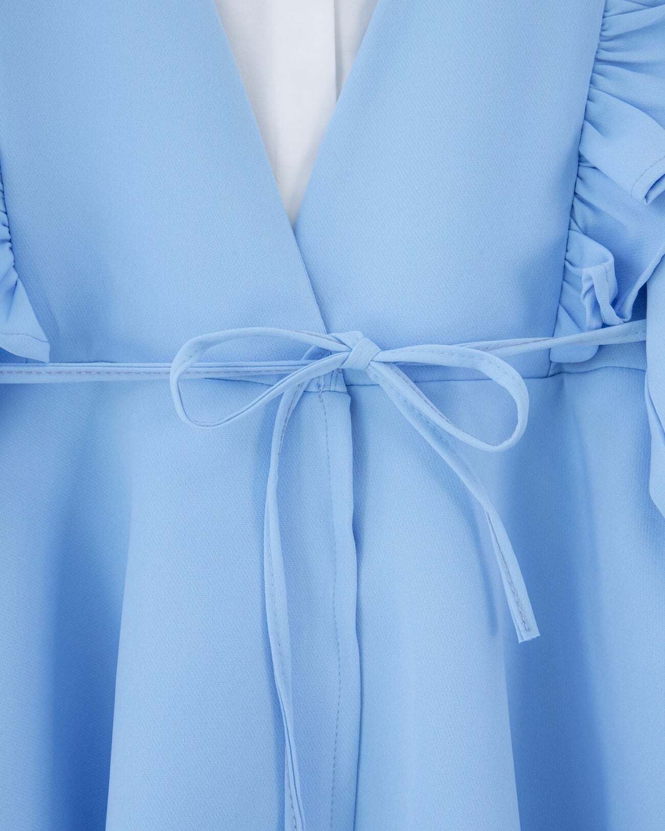 Women's Light Blue Two-Piece Tunic and Pants Set with Ruffled Front and Tie Waist - Podyumplus - by Peralane - photo 4