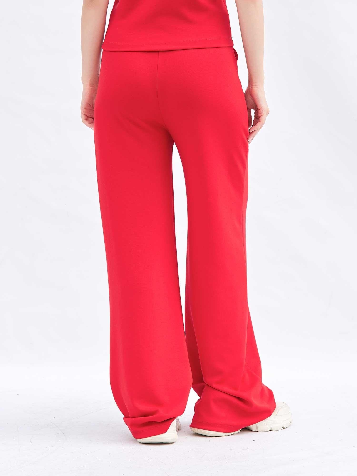 Red Jersey Wide-Leg Trousers and T-Shirt Co-ord Set - Lefon - by Peralane - photo 7