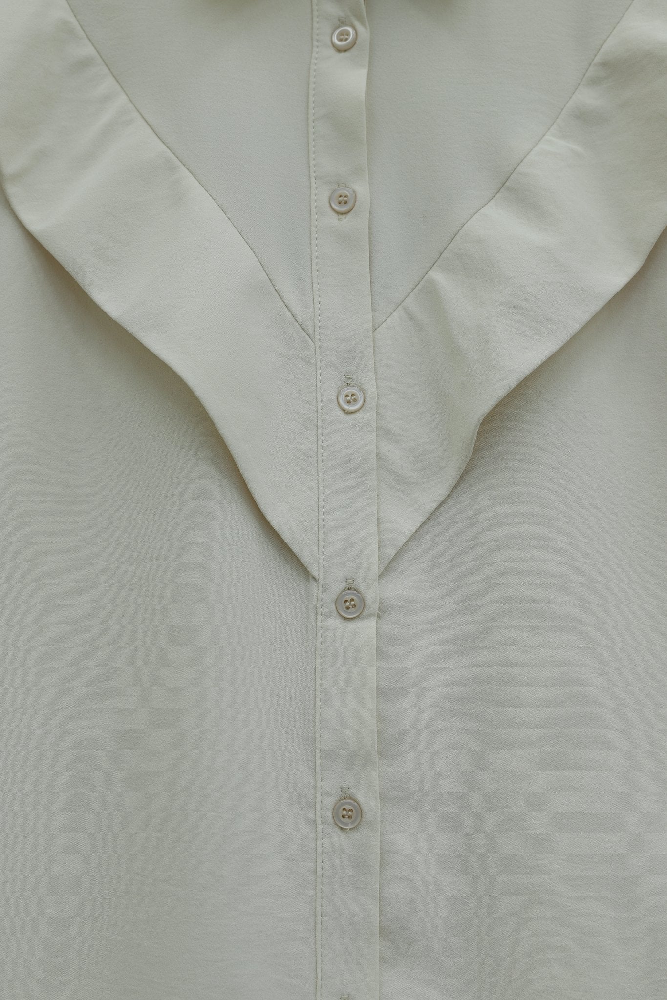 V Detail Long Back Buttoned Imported Crepe Tunic - Beige - Podyumplus - by Peralane - photo 4