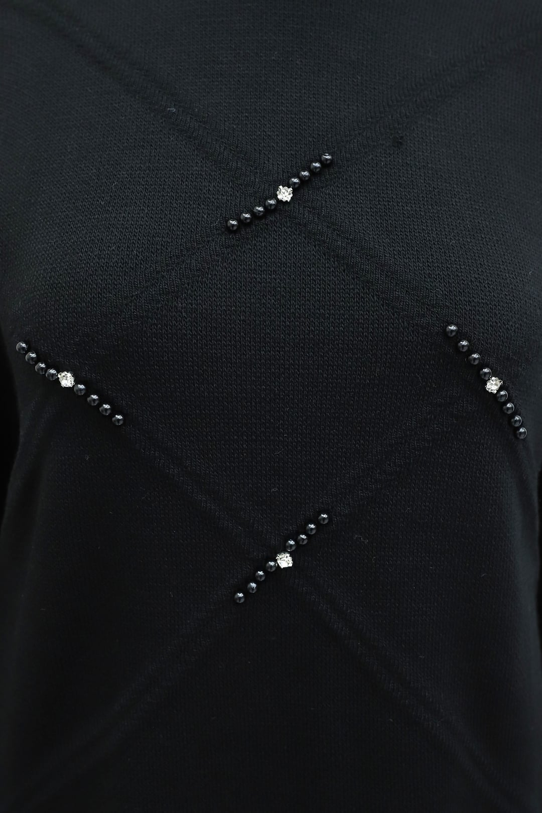 Black Embellished Patterned Knit Dress with Balloon Sleeves - Podyumplus - by Peralane - photo 5