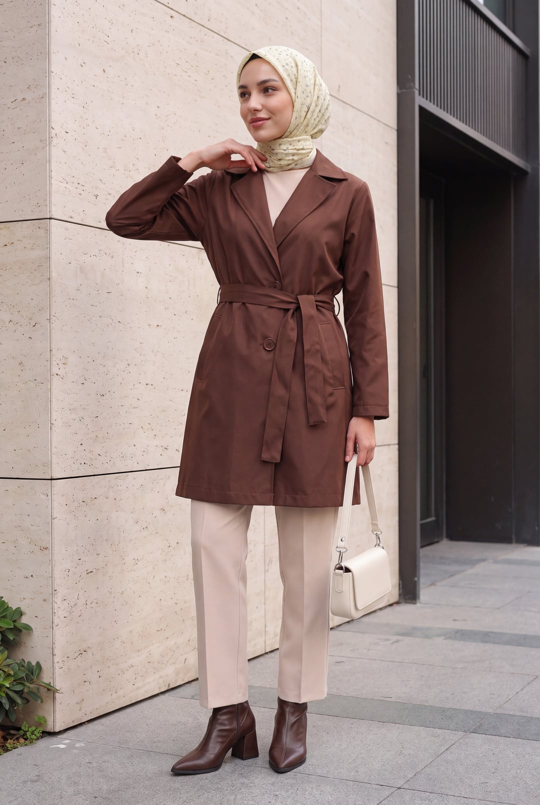 Women's Belted Short Trench Coat - Brown - Bigdart - by Peralane - photo 4