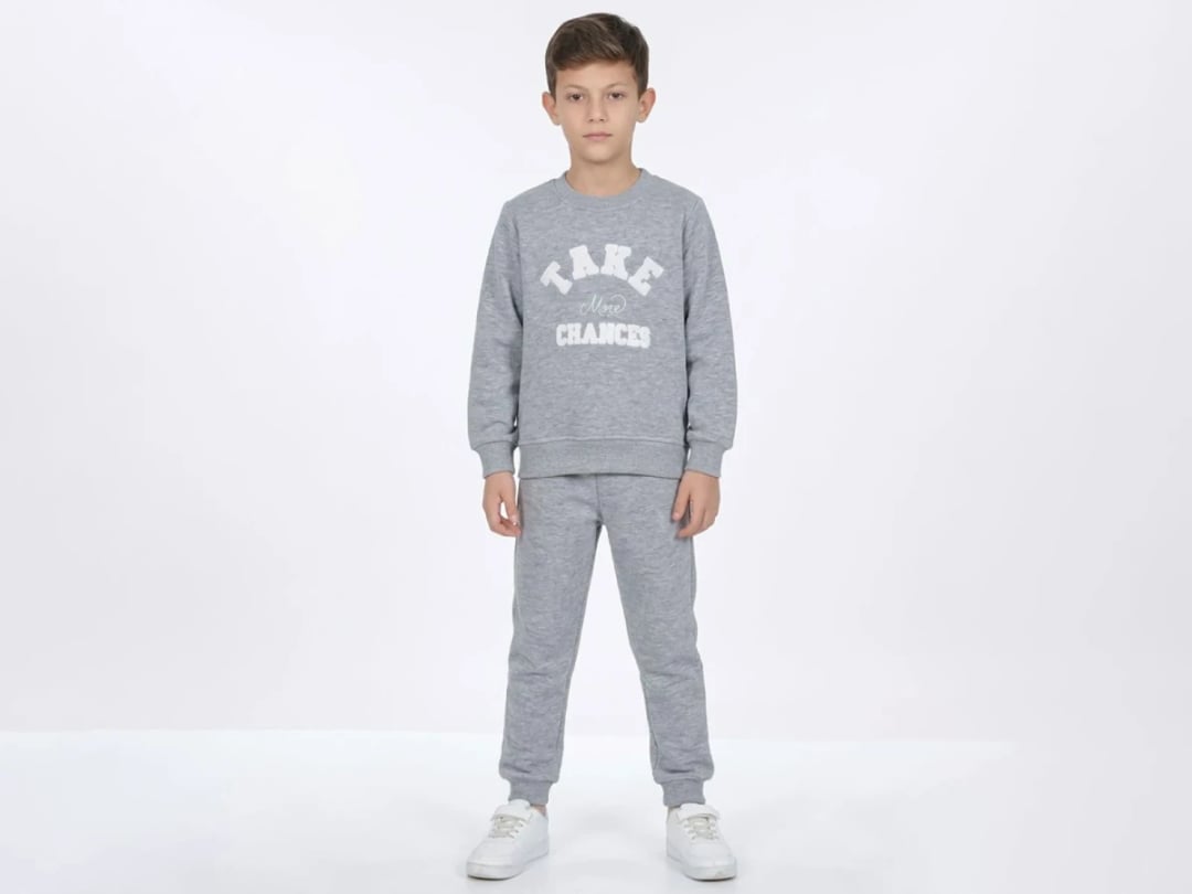 Grey Boys' Tracksuit Set with Print - 3-4-5-6-7 Years - CMK - by Peralane