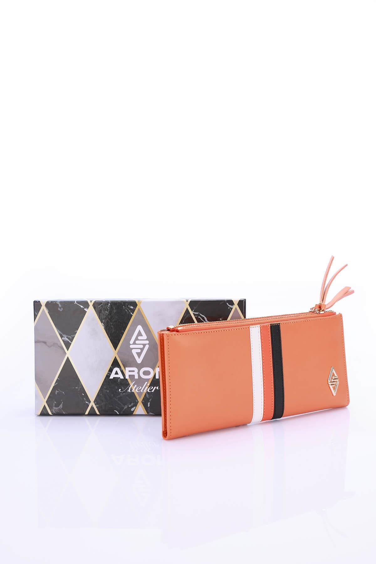 Orange Vegan Leather Women's Wallet with Tassels - Aron Atelier - by Peralane - photo 3
